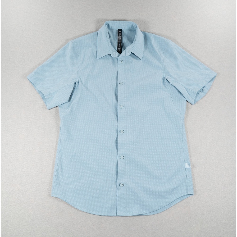 Lululemon Airing Easy Short Sleeve Button Up Shirt Blue Men's  S Stretch Casual